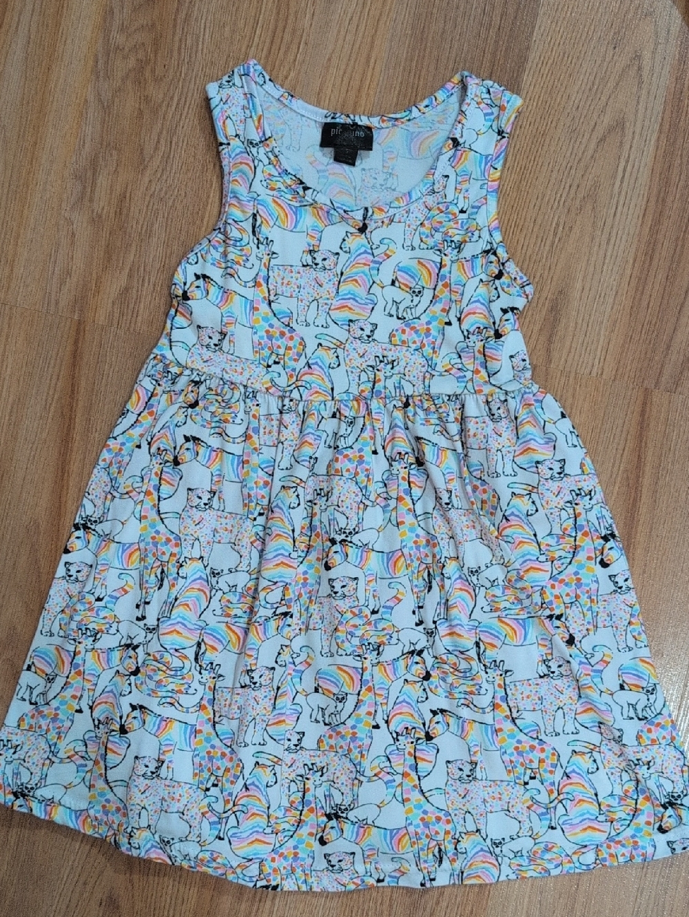 Girls' Sleeveless Rainbow Animal Print Dress - White/Multi
